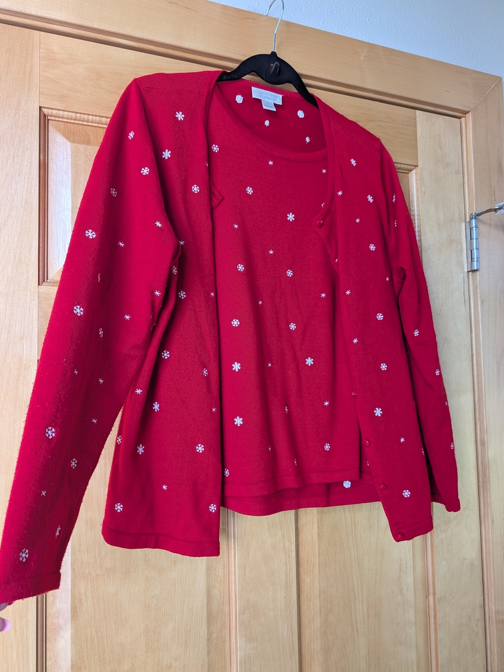 Christopher & Banks Red Embellished Cardigan and Shell Set